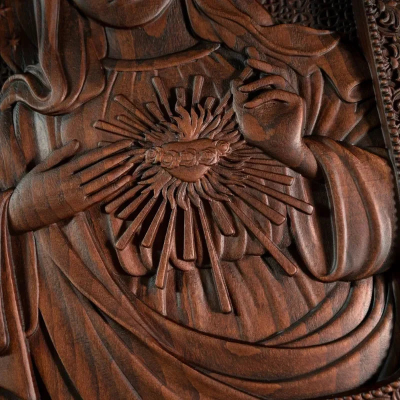 Icono del Inmaculado Corazon de Maria en Madera - Arte Sacra e... en mano — icono sacro de madera devocional