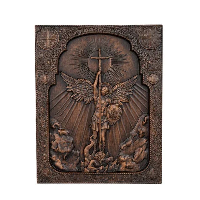 Icono de San Miguel Arcangel en Madera - Arte Sacra con Detall... — madera, hipoalergenico y duradero