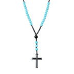 Rosario de Turquesa y Hematita con Cruz de Acero