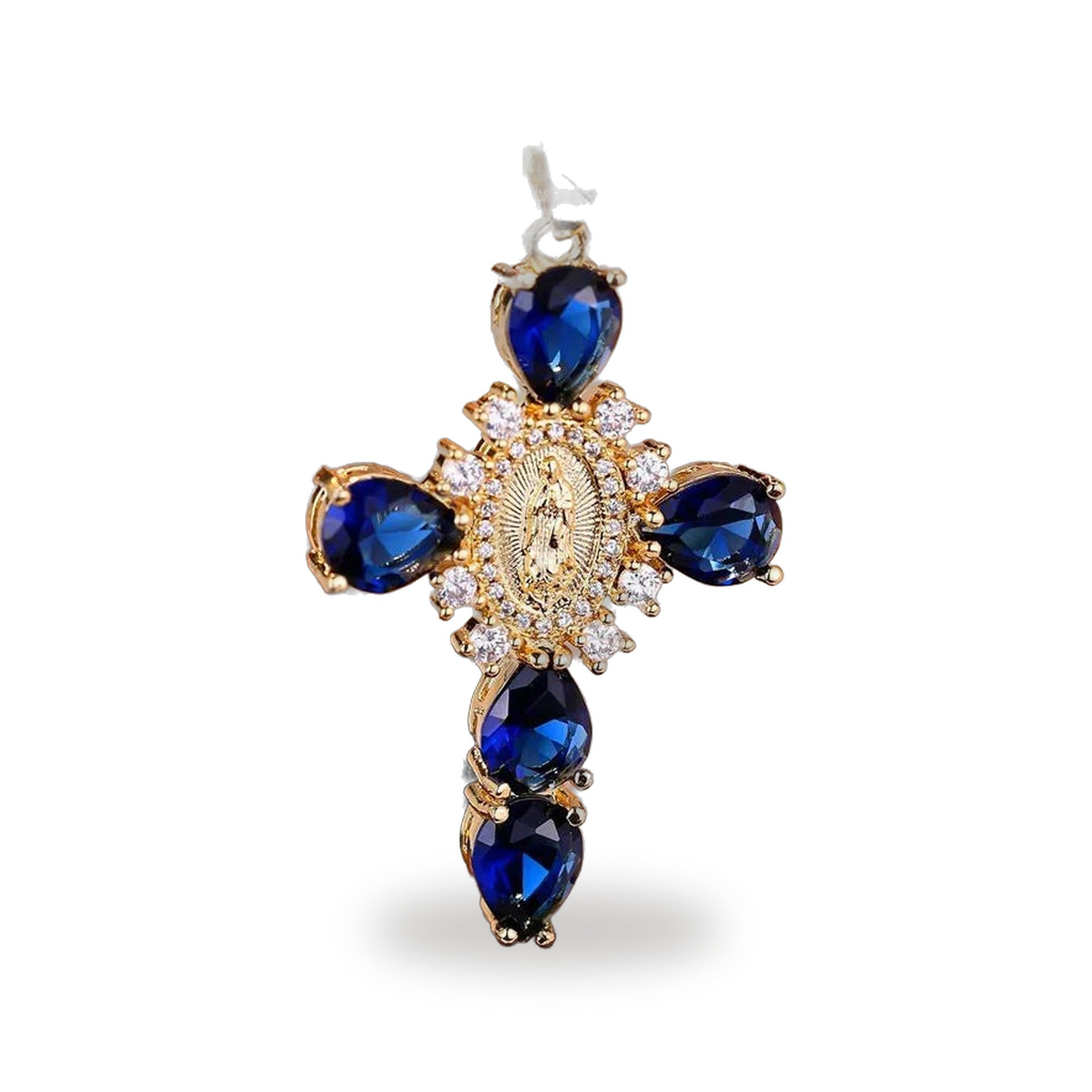 Collar Cruz de la Virgen de Guadalupe con Circonias — vista completa del producto