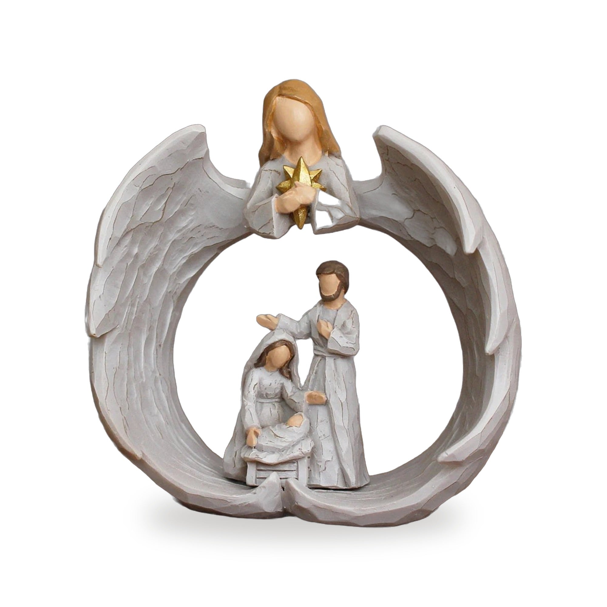 Angel con la Sagrada Familia en Resina — vista completa del producto
