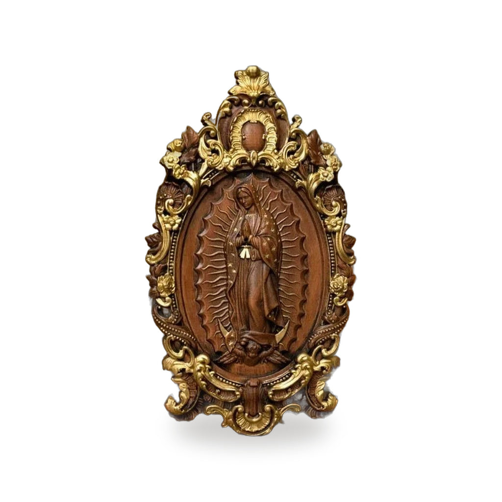 Escultura de Nuestra Senora de Guadalupe en Madera — vista completa del producto