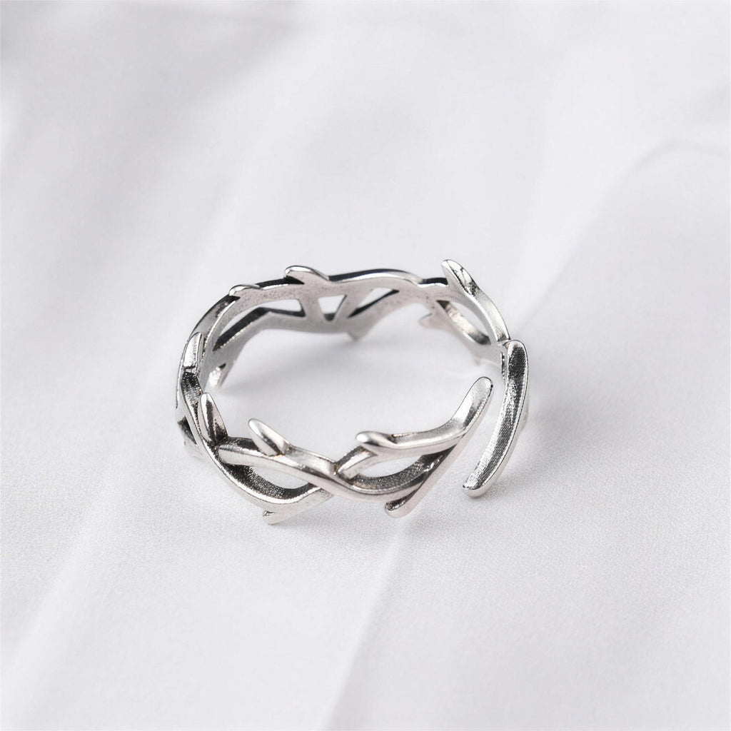 Anillo Corona de Espinas en plateado envejecido — vista de producto