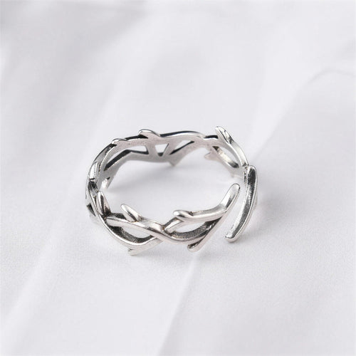 Anillo Corona de Espinas en plateado envejecido — vista de producto