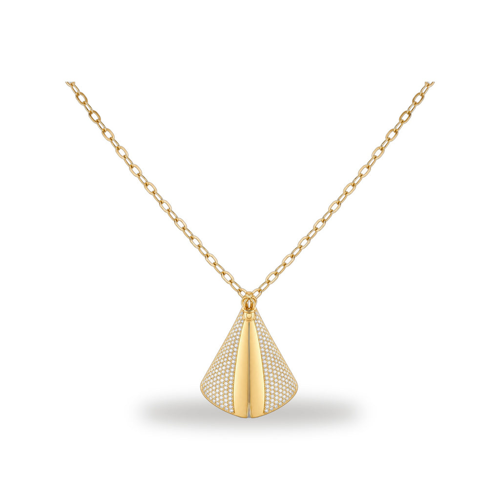 Collar de la Virgen Maria - Colgante con Circonias en Dorado — vista completa del producto