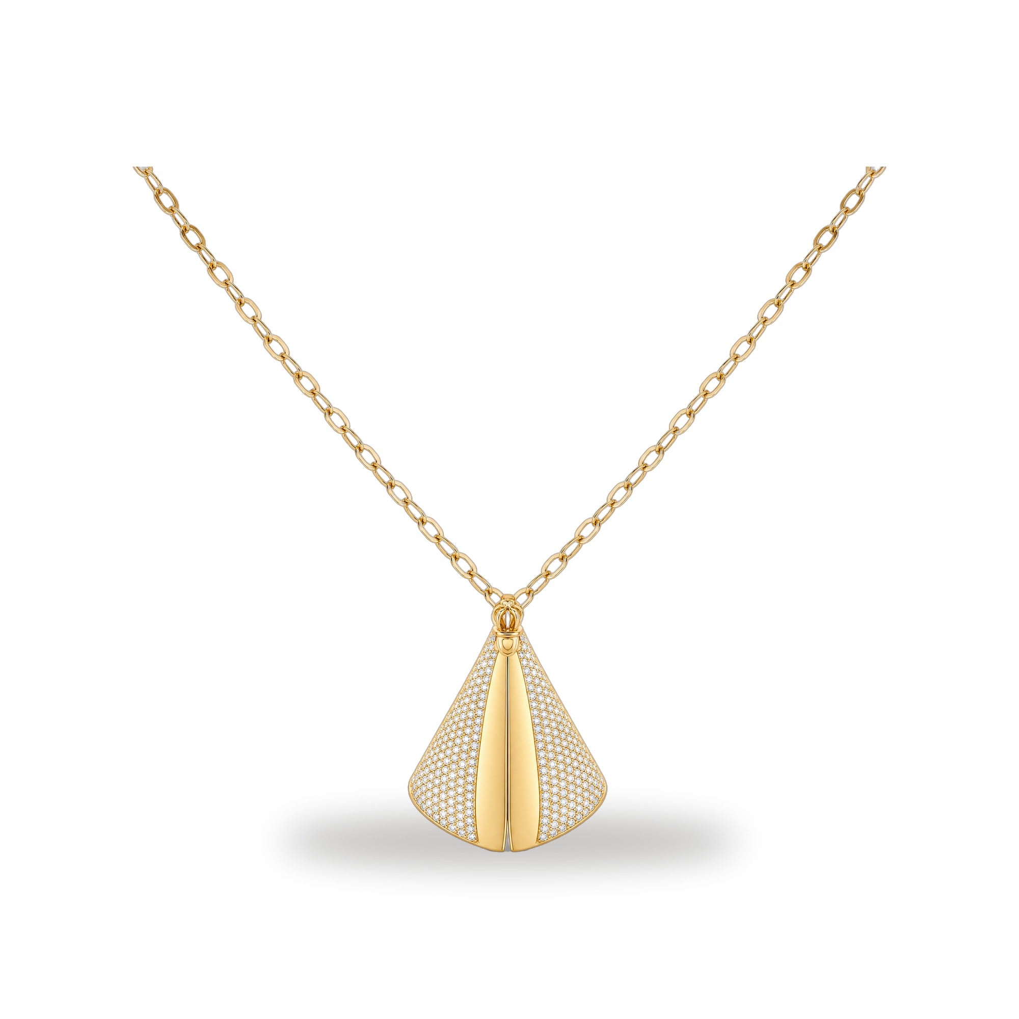 Collar de la Virgen Maria - Colgante con Circonias en Dorado — vista completa del producto