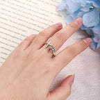 Detalle del cierre y cadena — Anillo Sagrado Corazon - Plata con Zirconia Roja