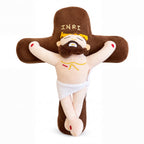 Cojín de peluche en forma de cruz con Cristo crucificado e INRI — vista completa