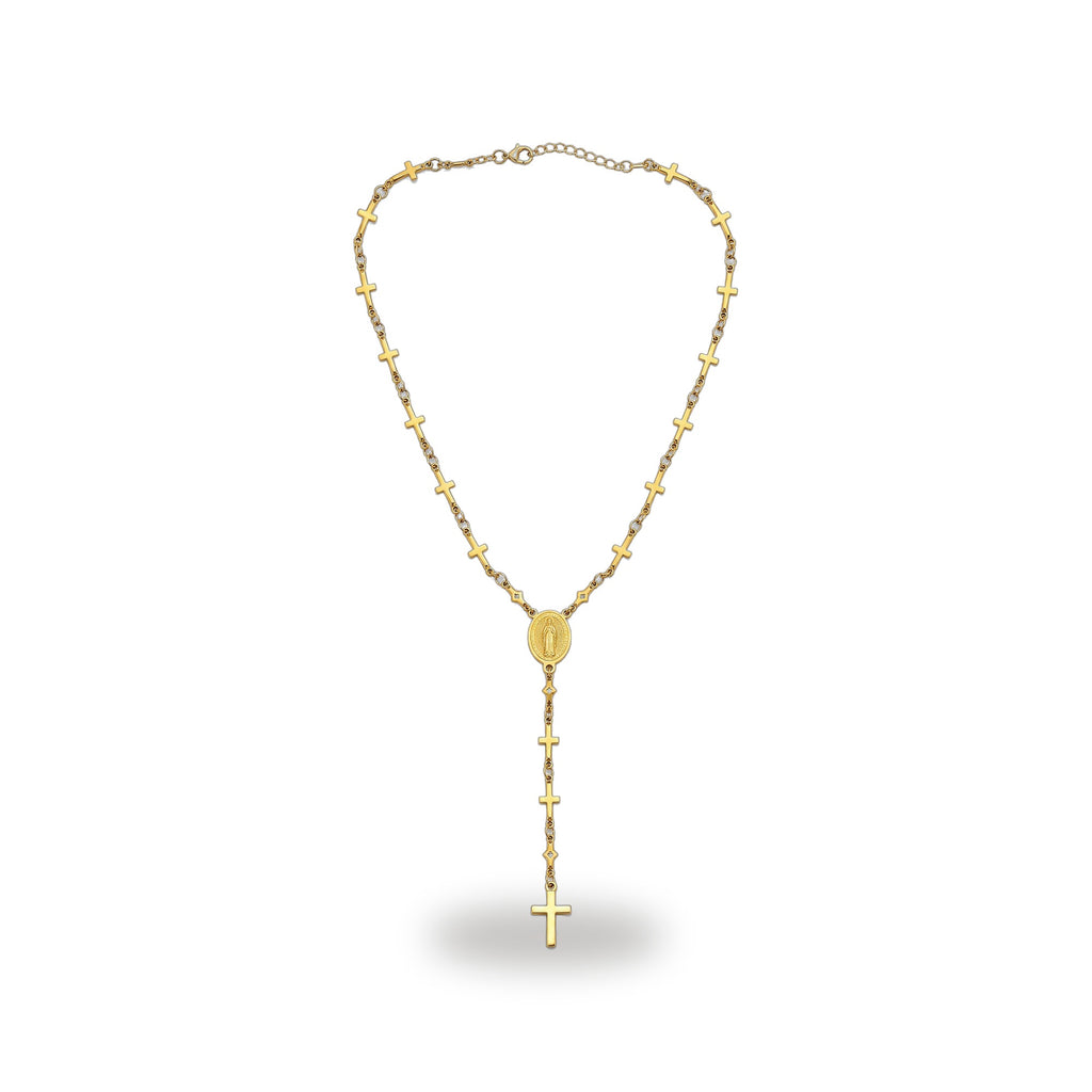 Collar Rosario en Y - Crucecitas y Medalla de la Virgen — vista completa del producto