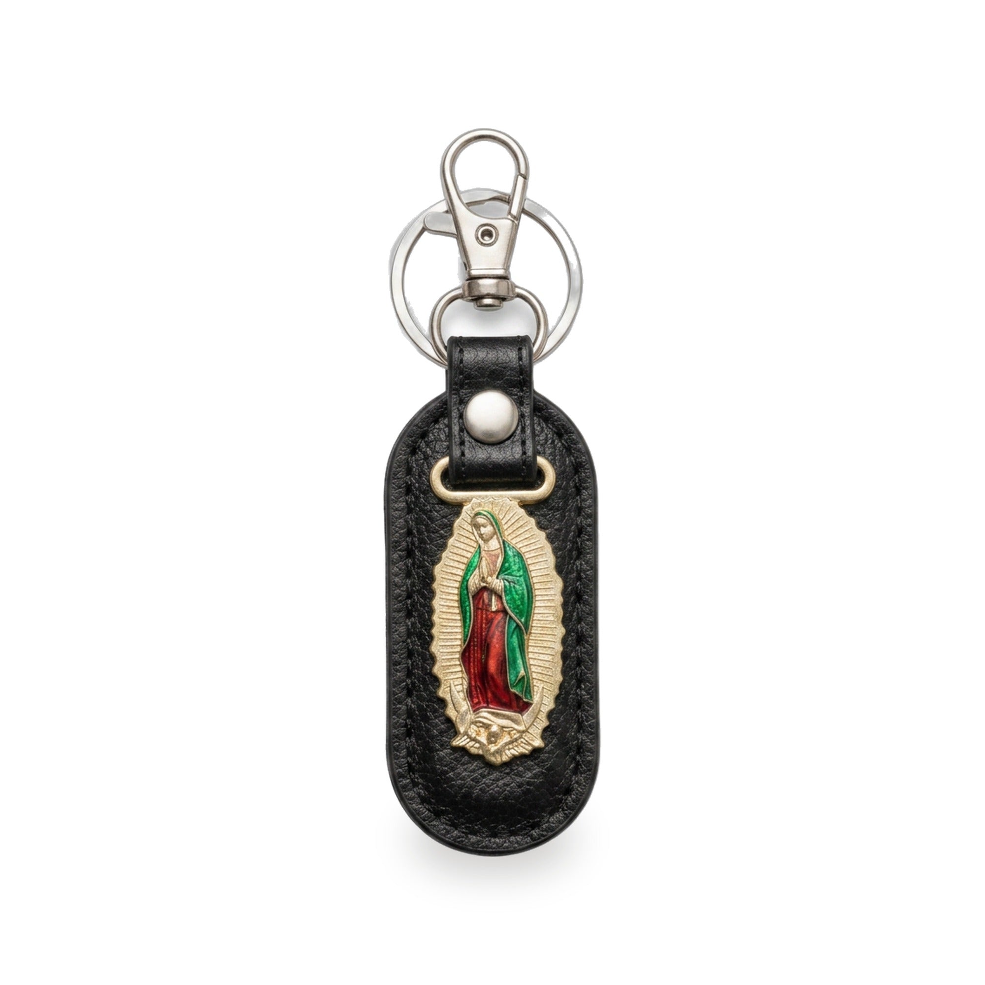 Llavero Virgen de Guadalupe en Cuero PU - Estilo Vintage — vista completa del producto
