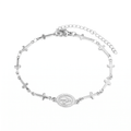 Pulsera de la Medalla Milagrosa con cruces en plata — vista completa
