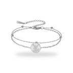 Pulsera de San Miguel Arcángel de doble cadena en acero plateado — vista completa