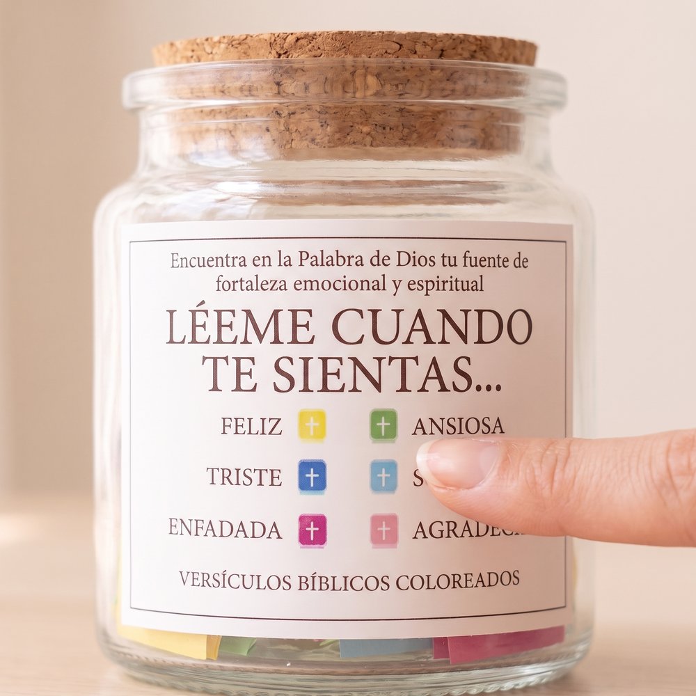 Etiqueta del tarro con las seis emociones codificadas por color